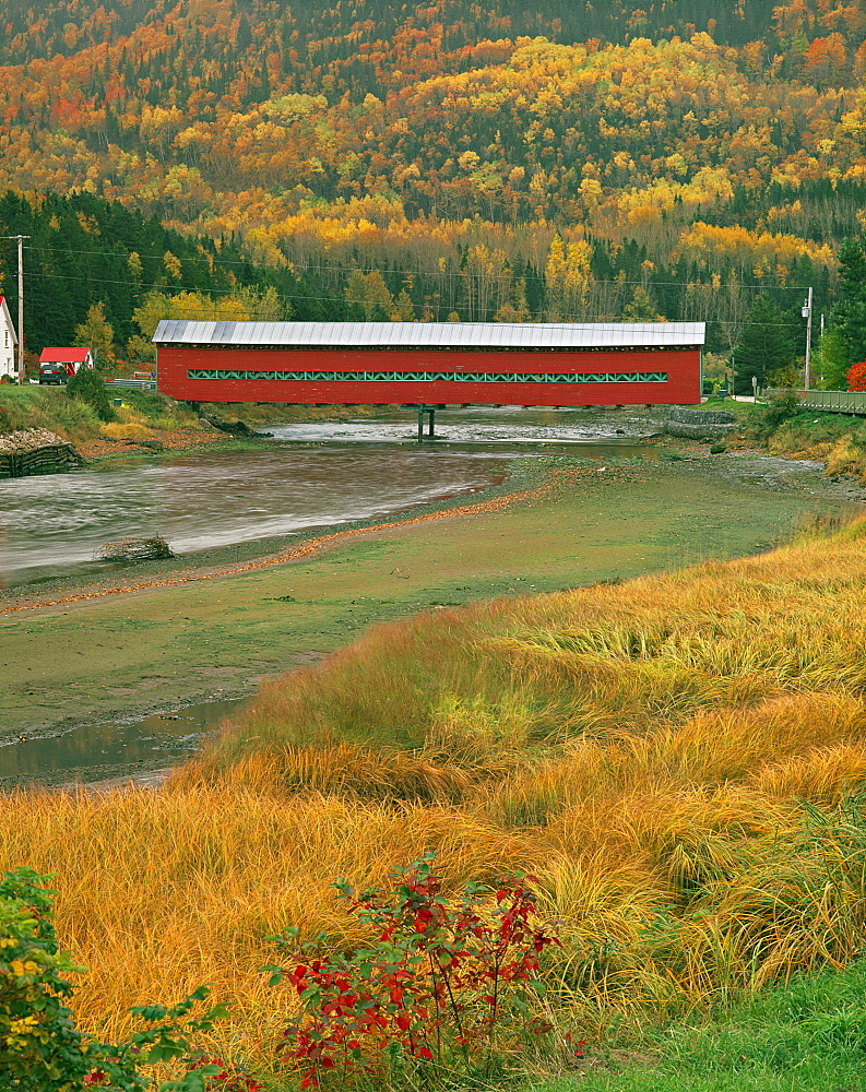 Gallipeault Cover Bridge in Fall, Grande-Vallee, Quebec