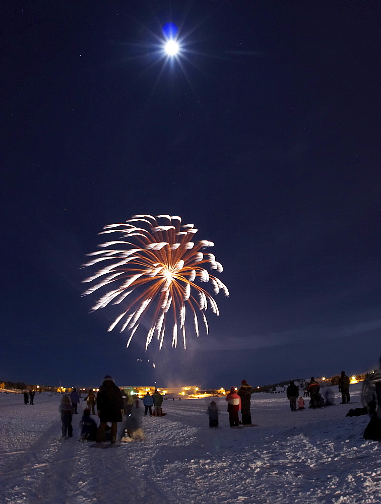 New Year's celebrations on Frame Lake in the heart of Yellowknife, the capital city of the Northwest Territories