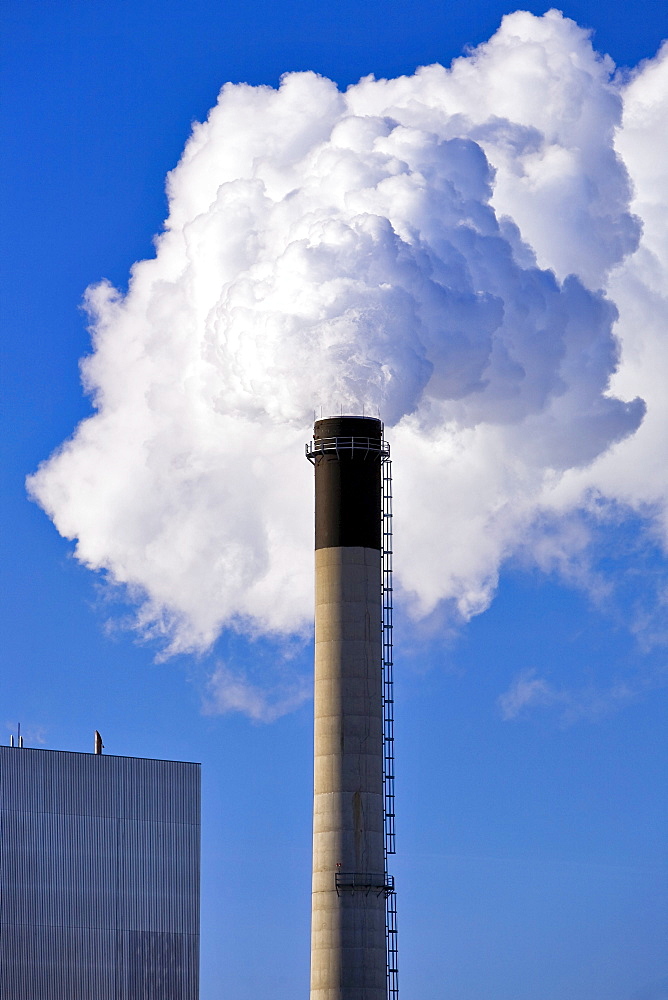 Smoke stack emissions from a natural gas thermal power station, Selkirk, Manitoba