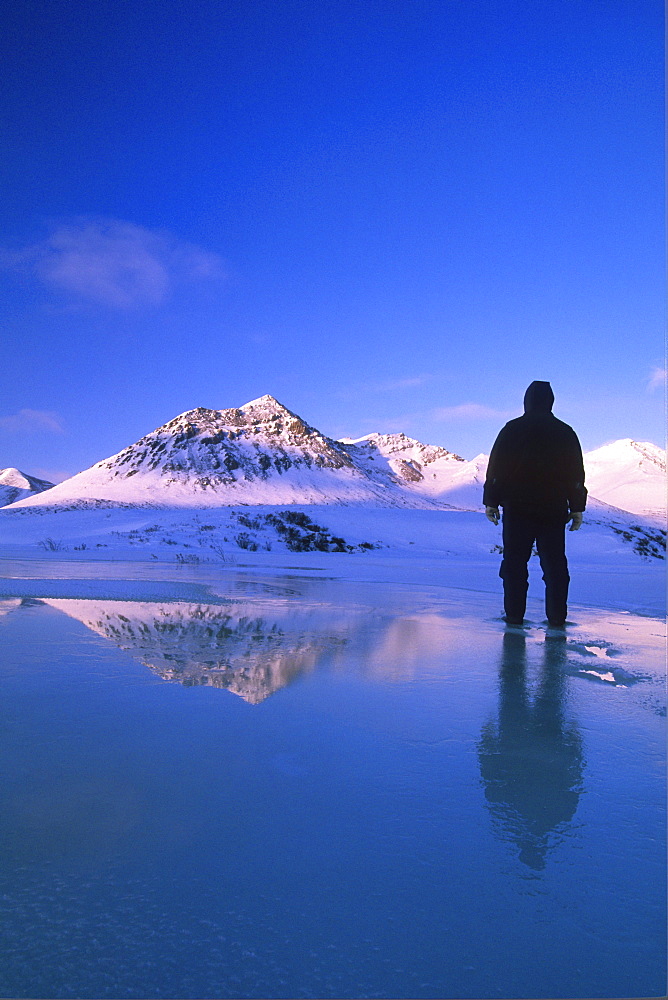 Hiker in the Ogilivie Mountains, Tombstone Territorial Park, near the Dempster Highway, Yukon