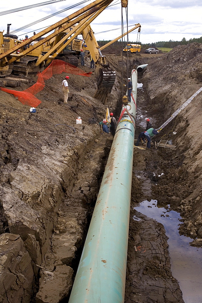 Pipeline Construction on a line running from Edmonton to the Oil Sands near Fort McMurray, Alberta