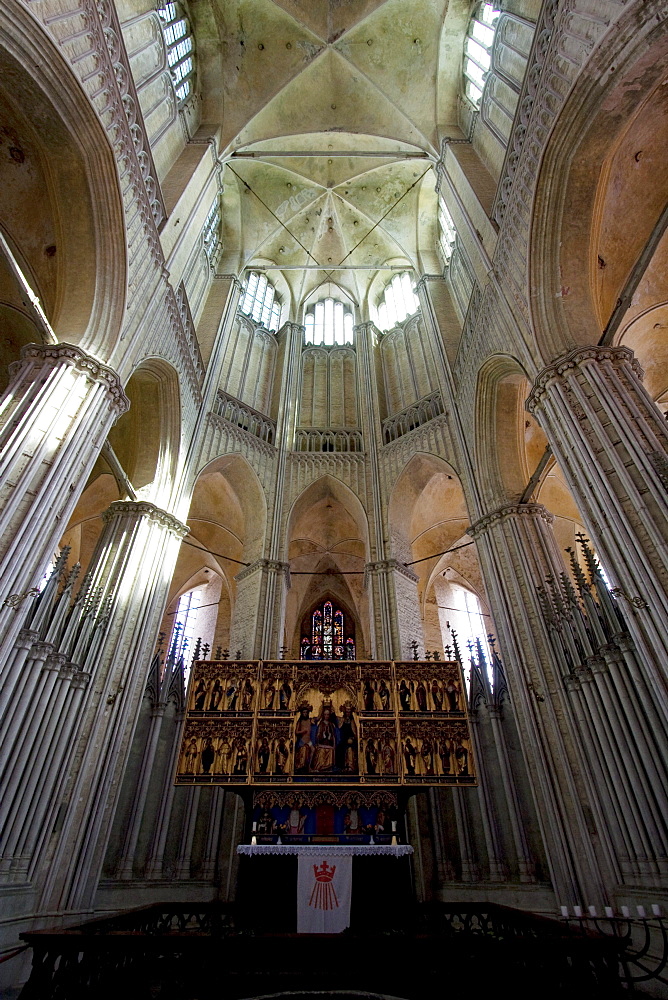 Altar of the Coronation of The Virgin Mary from the 15th century in the Church of St. Mary, Stralsund, Germany