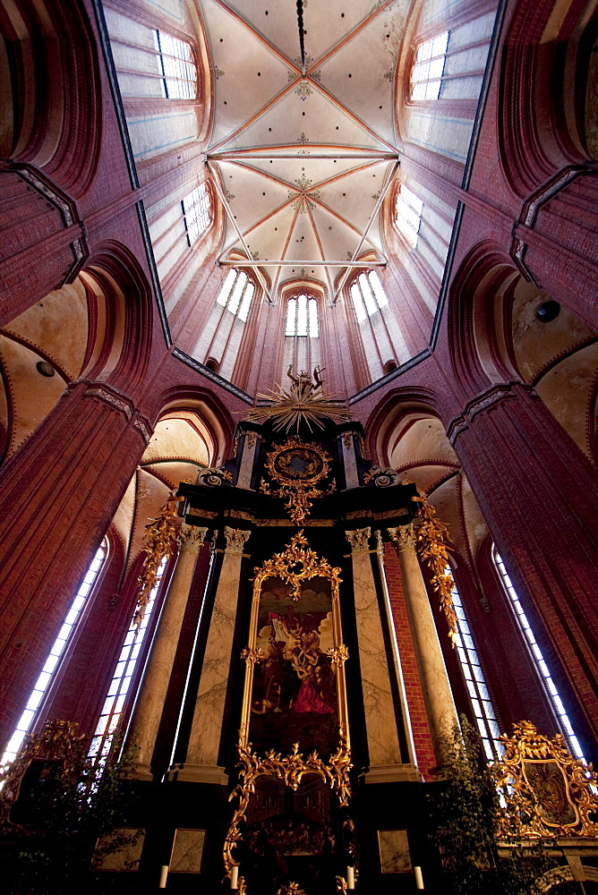 Baroque altar in St. Nikolai Church, Wismar, Germany