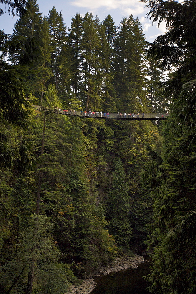 People crossing Capilano Suspension Bridge, Vancouver, British Columbia