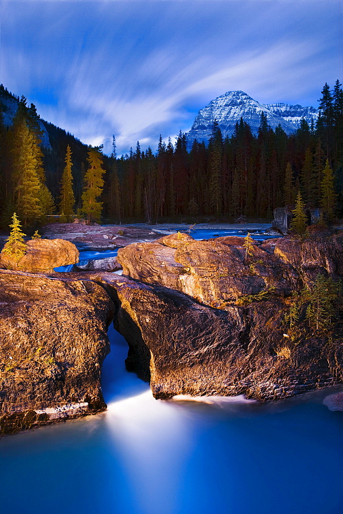 Stream and Mount Stephen at dusk, Yoho National Park, British Columbia