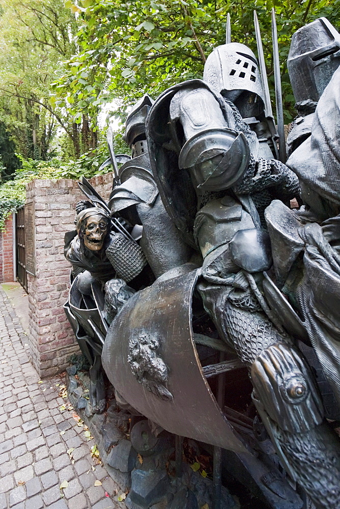 Sculpture depicting the Worringen Battle Dusseldorf, North Rhine-Westphalia, Germany