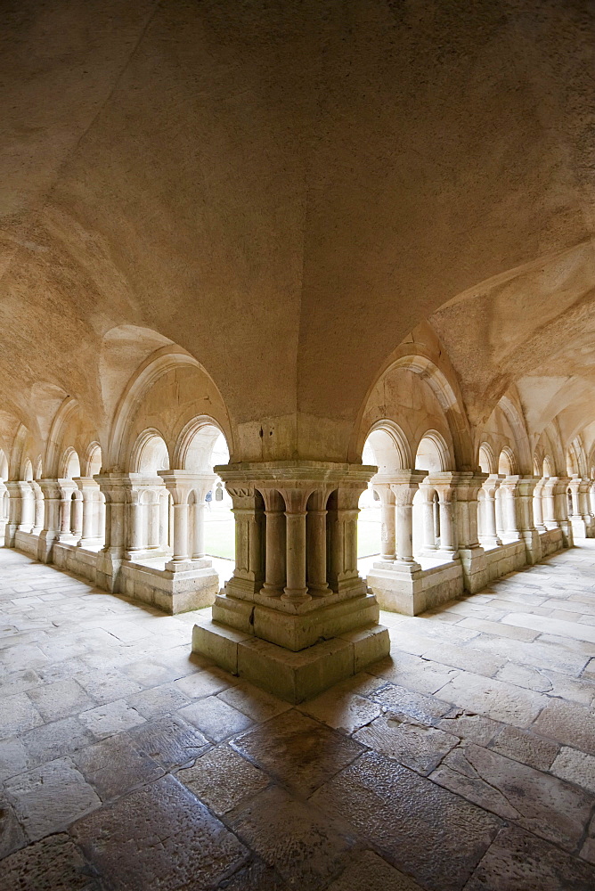 Arcades of the cloister of the Cistercian Abbey of Fontenay, Cute d'Or, France