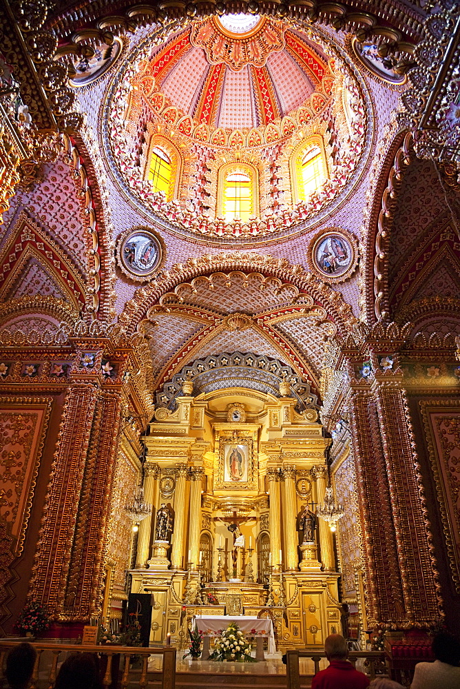 Interior of the Guadalupe Sanctuary, Morelia, Michoacun, Mexico