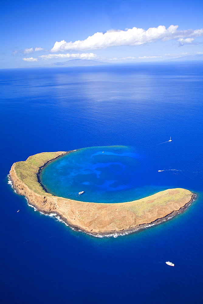 Hawaii, Maui, Molokini Crater, aerial view.