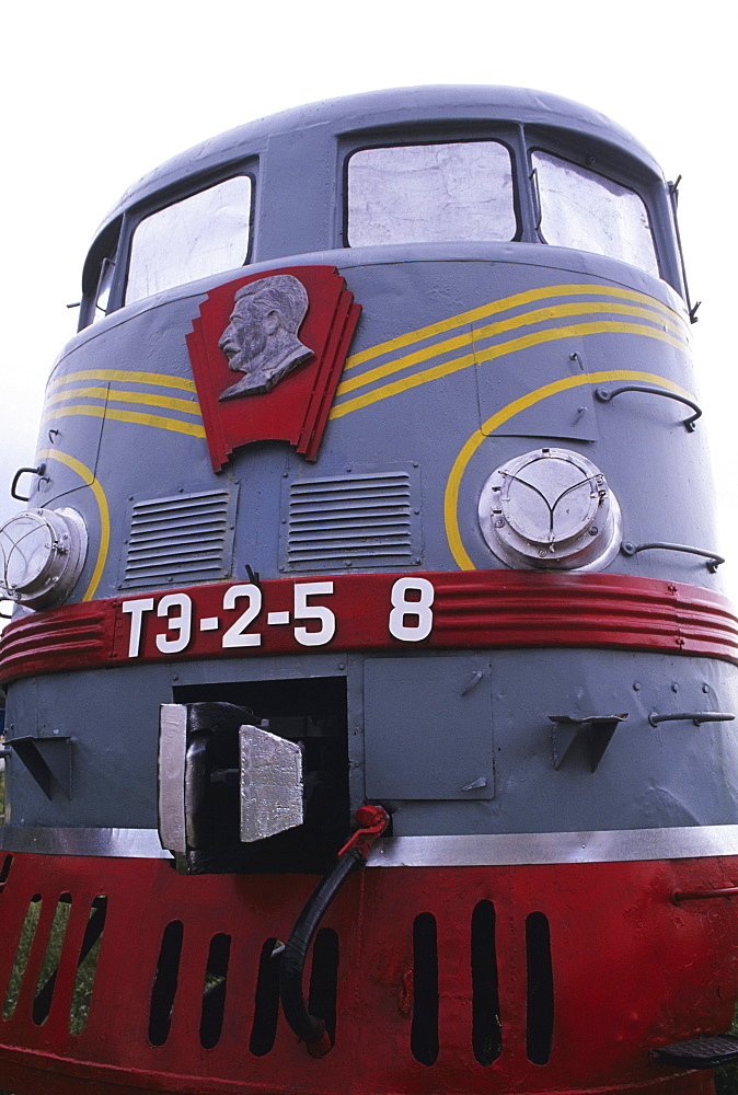 Mongolia, Retired train museum, Trans-Siberian Railroad, Detail of old steam train.