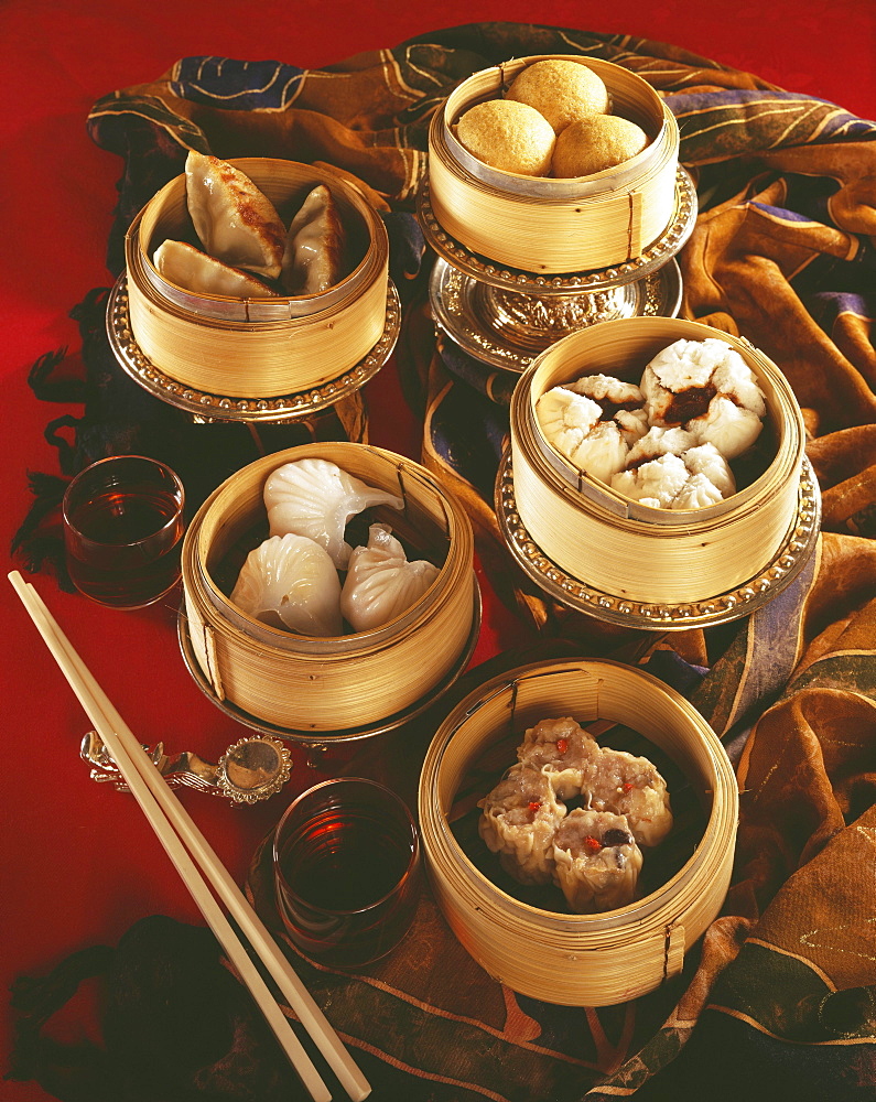 A delicious selection of Chinese dumplings.