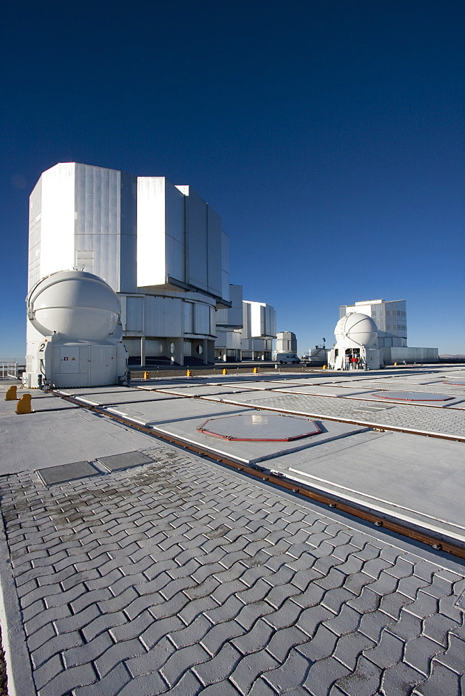 Unit Telescopes And Auxiliary Telescopes Belonging To The Very Large Telescope (Vlt) On The Platform Operated By The European Southern Observatory At Paranal, Antofagasta Region, Chile