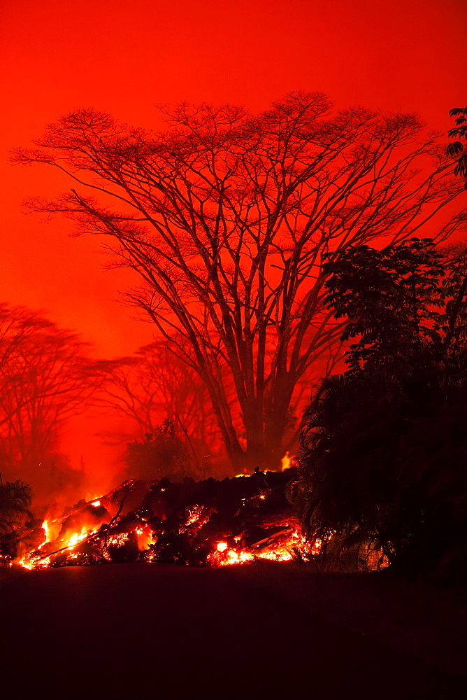 May 2018 eruption, Leilani Estates subdivision, East Rift Zone Kilauea Volcano, Big Island of Hawaii, Pahoa, Island of Hawaii, Hawaii, United States of America