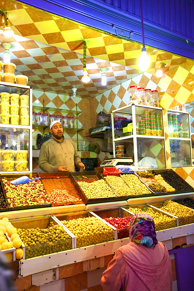 Olive Stall, Medina, Meknes, Morocco, North Africa, Africa