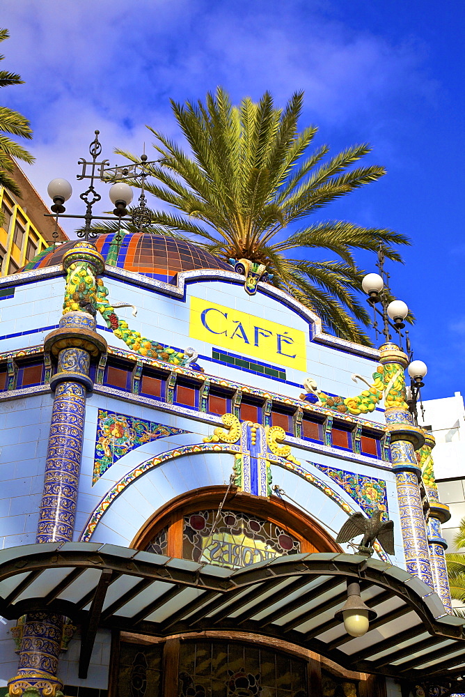 Art Deco cafe in San Telmo Park, Triana District, Las Palmas de Gran Canaria, Gran Canaria, Canary Islands, Spain, Atlantic, Europe