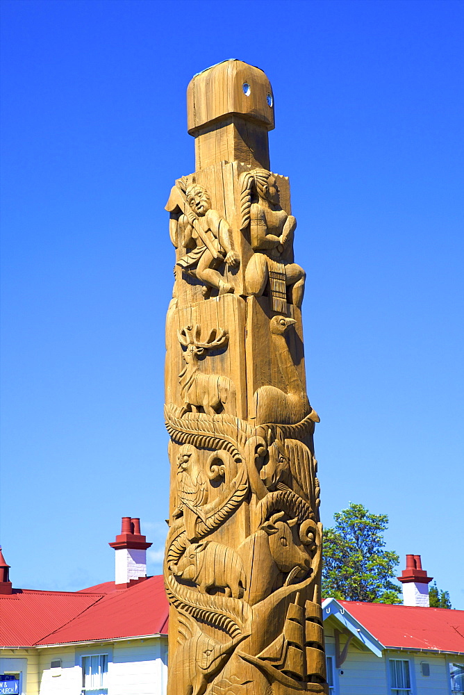 Statue commemorating The Progress of Civilisation, Opotiki, Bay of Plenty, North Island, New Zealand, Pacific