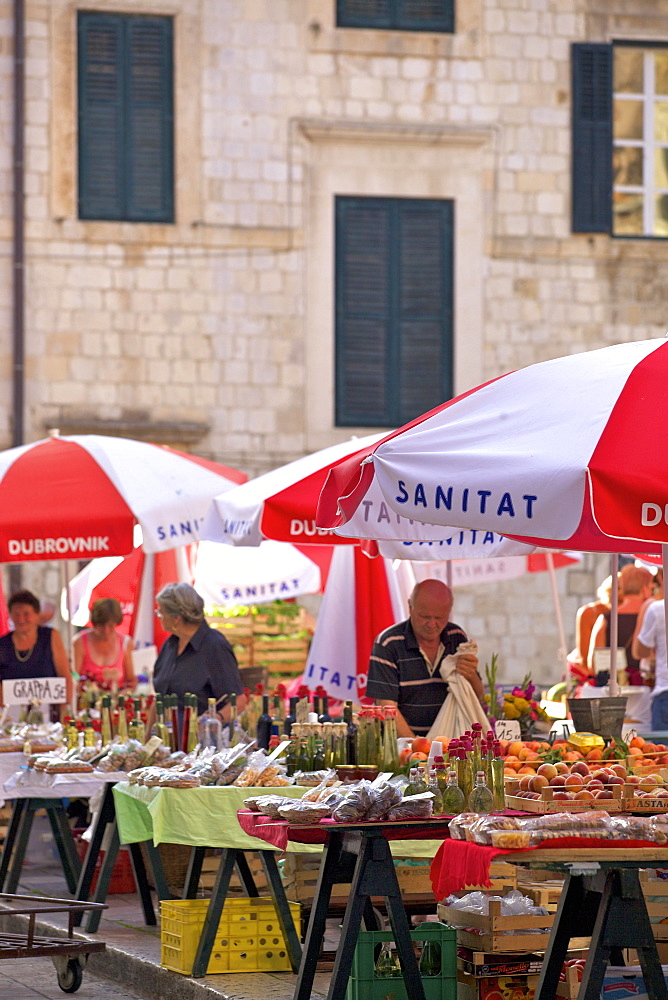 Gundulic Square Market, Dubrovnik, Croatia, Europe