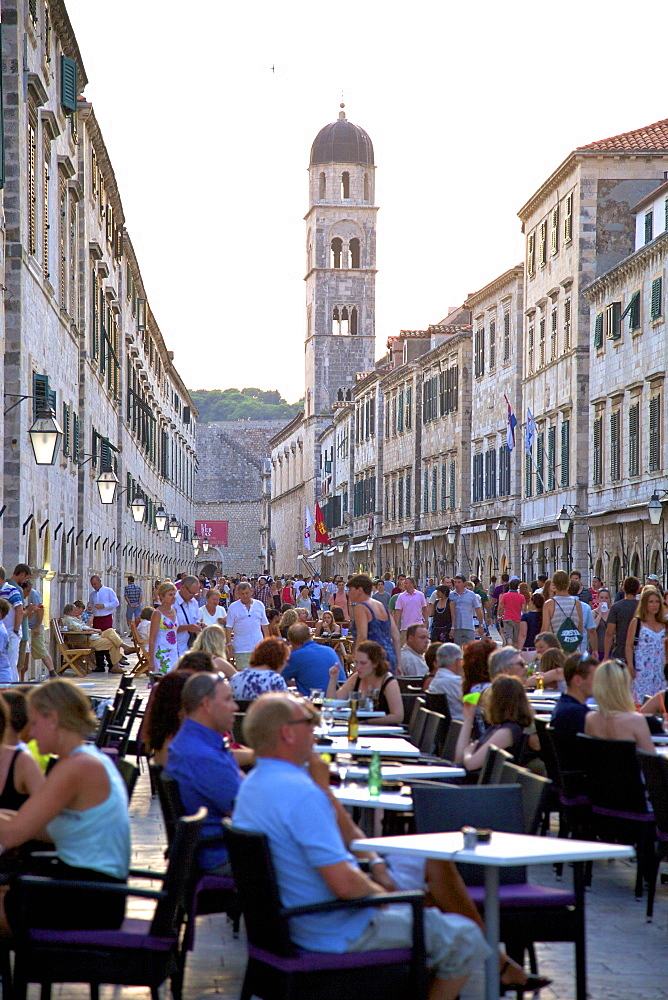 Restaurants on the Stradun, Dubrovnik, Croatia, Europe