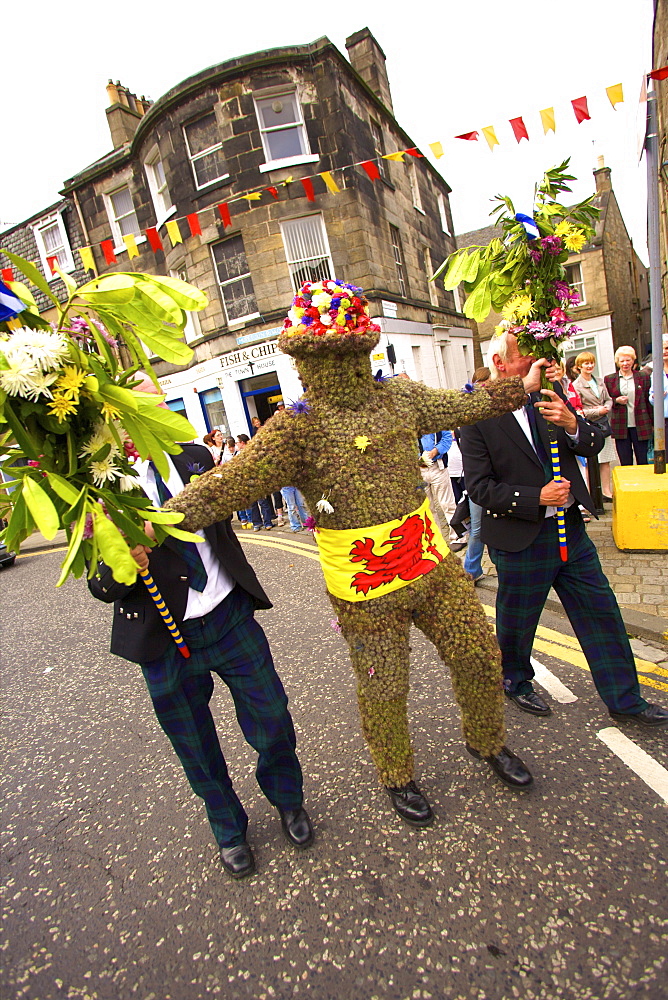 The Burryman's Parade, South Queensferry, Edinburgh, Scotland, United Kingdom, Europe 