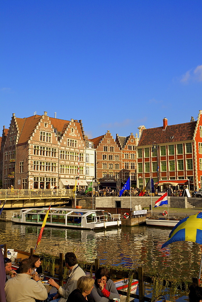 Graslei Harbour Guildhouses, Ghent, Belgium, Europe