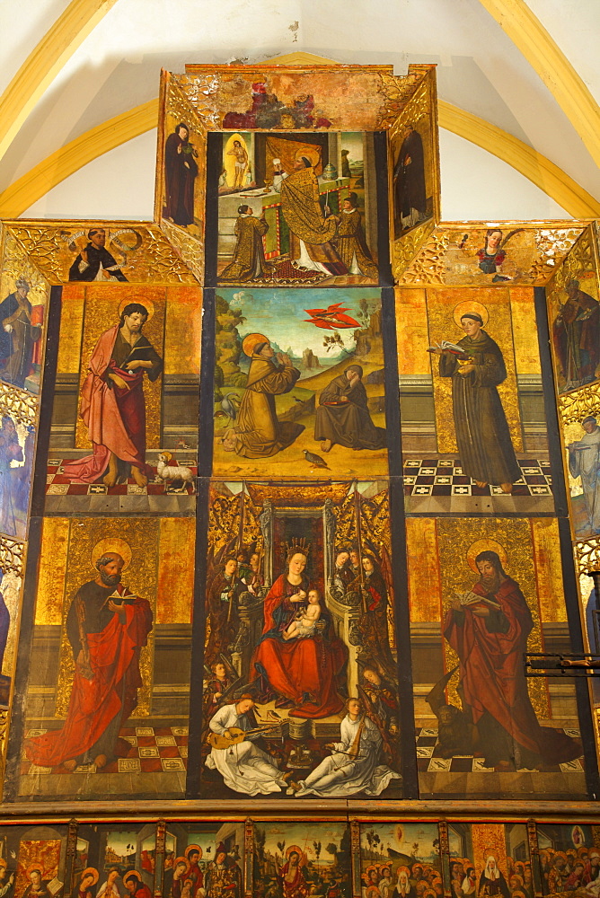 Church interior with 16th century triptych, Nuestra Senora De Jesus, Ibiza, Spain, Europe, Europe