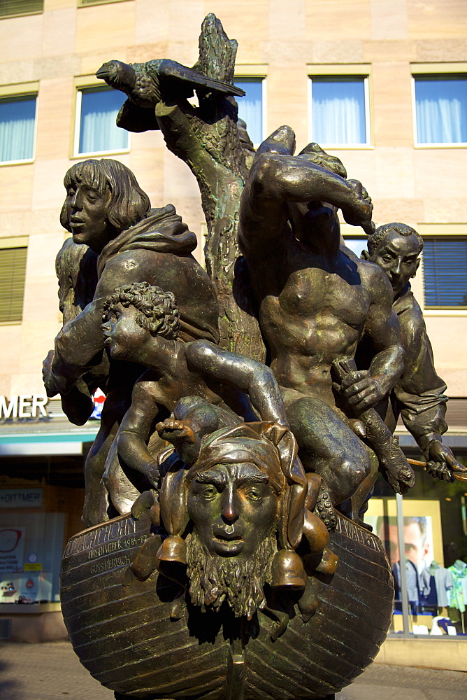 Statue of Ship of Fools, Nuremberg, Bavaria, Germany, Europe 