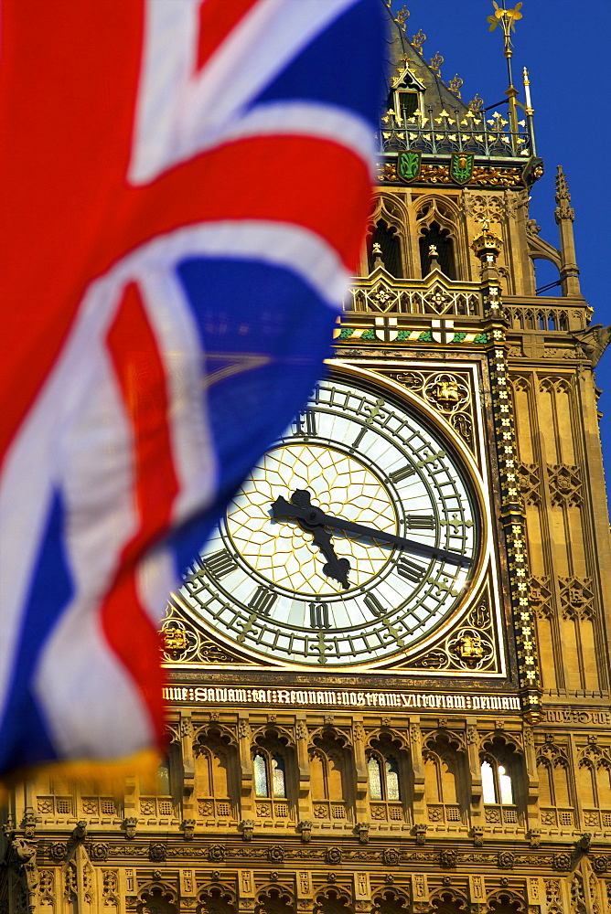 Union Jack and Big Ben, London, England, United Kingdom, Europe