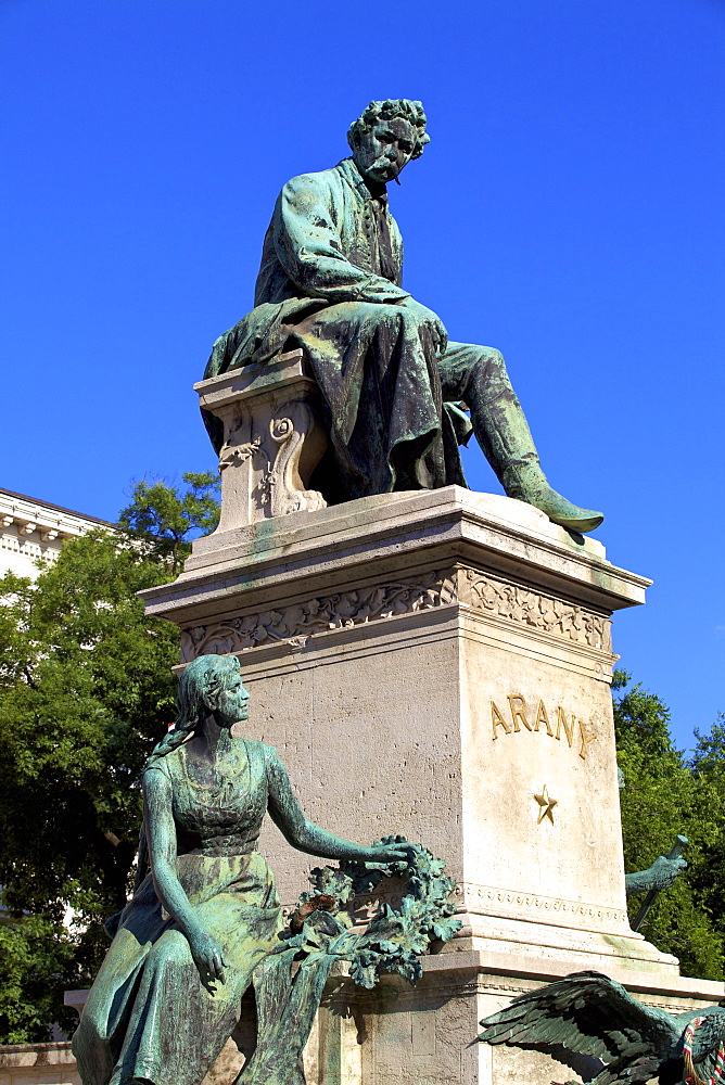 Statue of Janos Arany, National Museum, Budapest, Hungary, Europe 