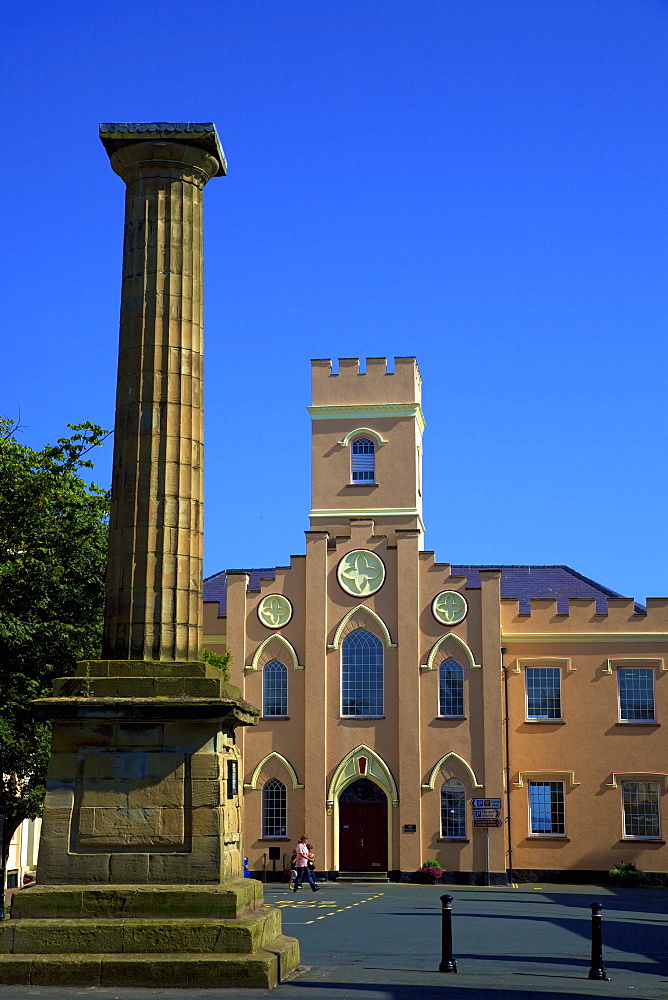 The Ancient Market Cross and Old St. Mary's Church, Castletown, Isle of Man, Europe