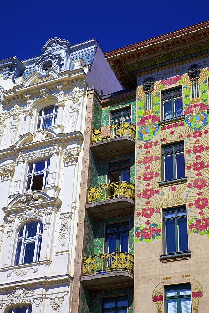 Otto Wagner's Art Nouveau Apartments, Majolica House, Vienna, Austria, Europe 