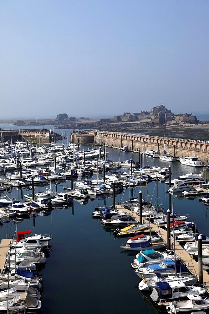 Elizabeth Marina and Castle from Radisson Hotel, Jersey, Channel Islands, United Kingdom, Europe