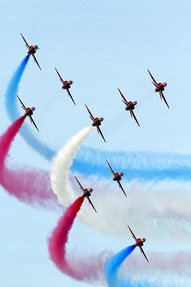 Red Arrows Aerobatic Display, South Bay, Scarborough, North Yorkshire, England, United Kingdom, Europe