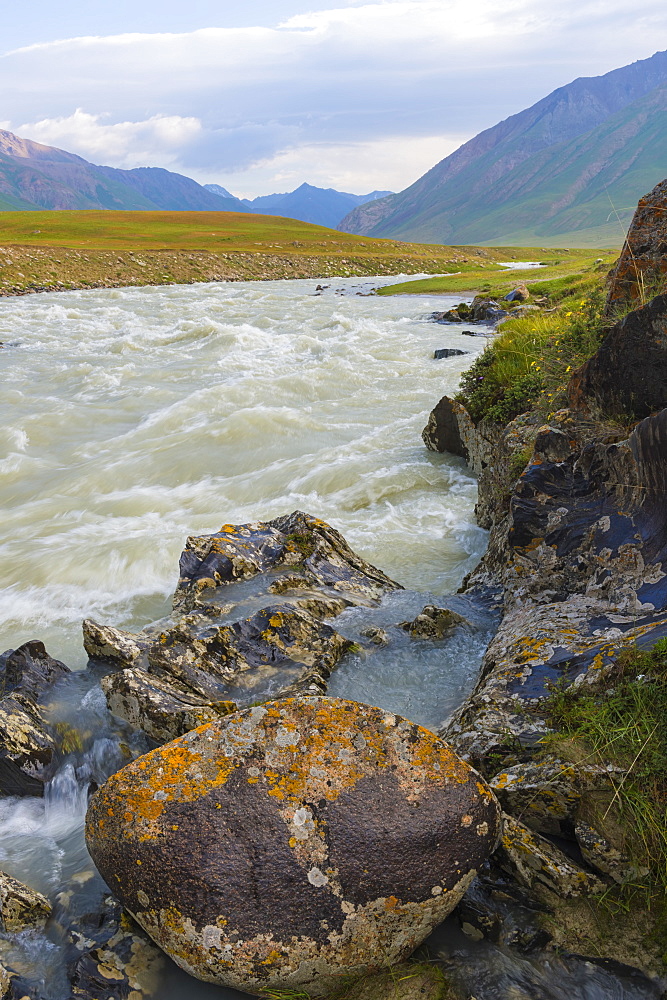 River flowing on rocks, Naryn Gorge, Naryn Region, Kyrgyzstan, Central Asia, Asia