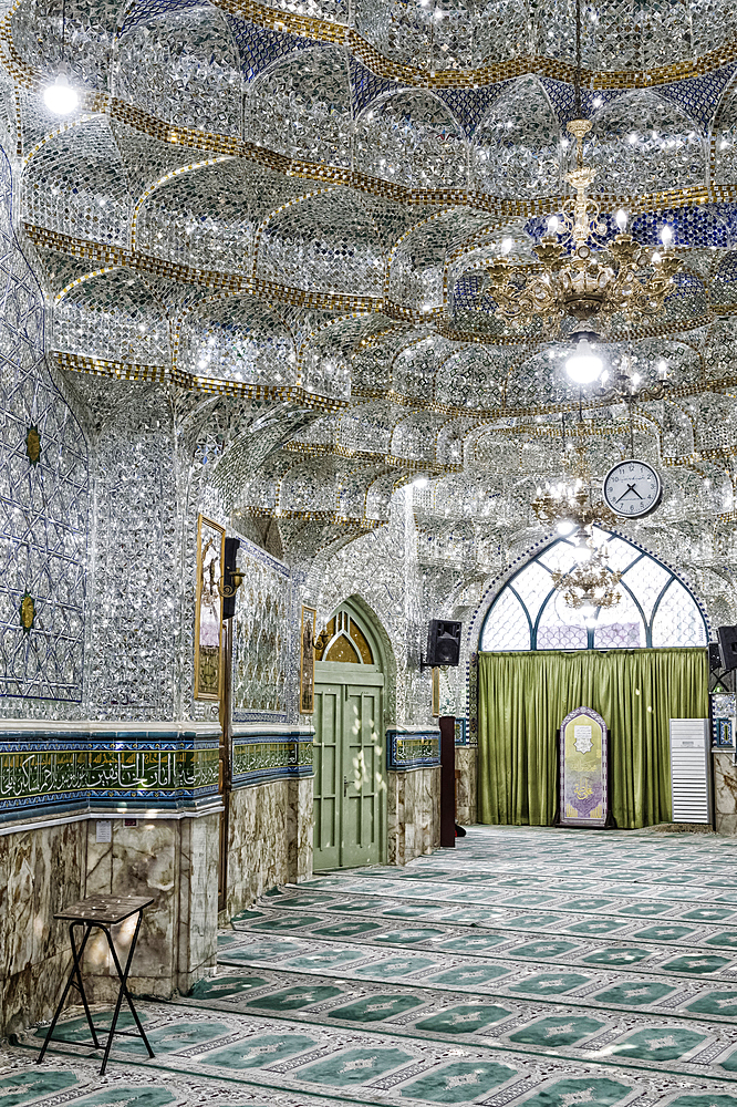 Emamzadeh Zeyd Mausoleum, entrance hall decorated with mirrors, Tehran, Islamic Republic of Iran, Middle East