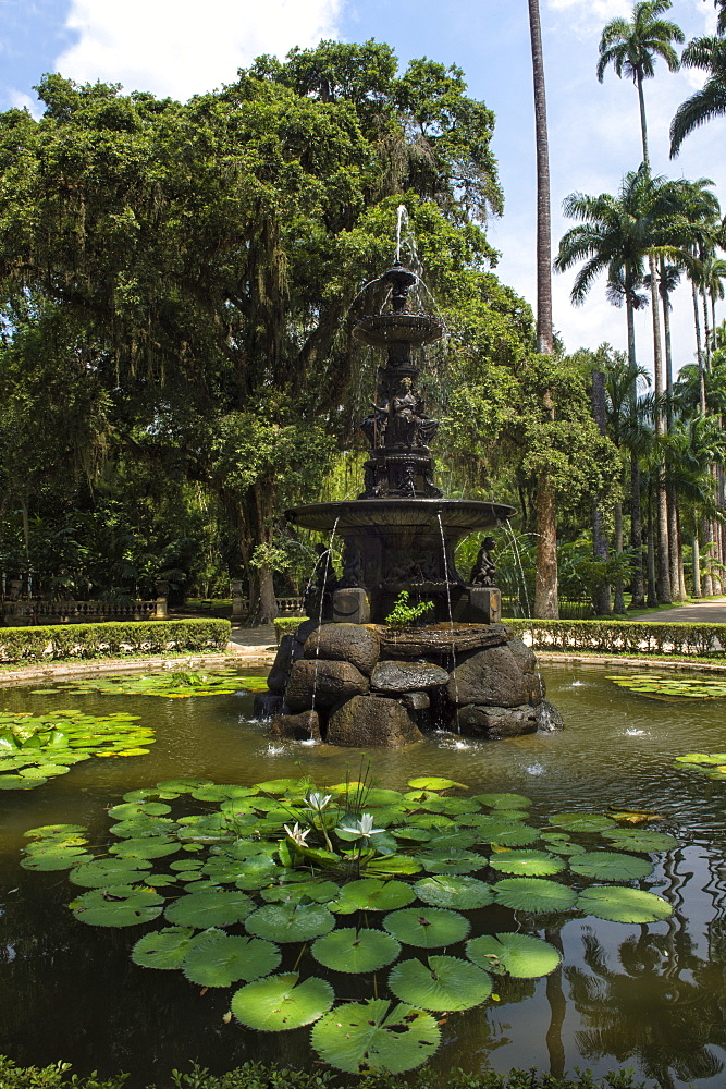 Fountain of the Muses, Rio de Janeiro Botanical Gardens, Rio de Janeiro, Brazil, South America 