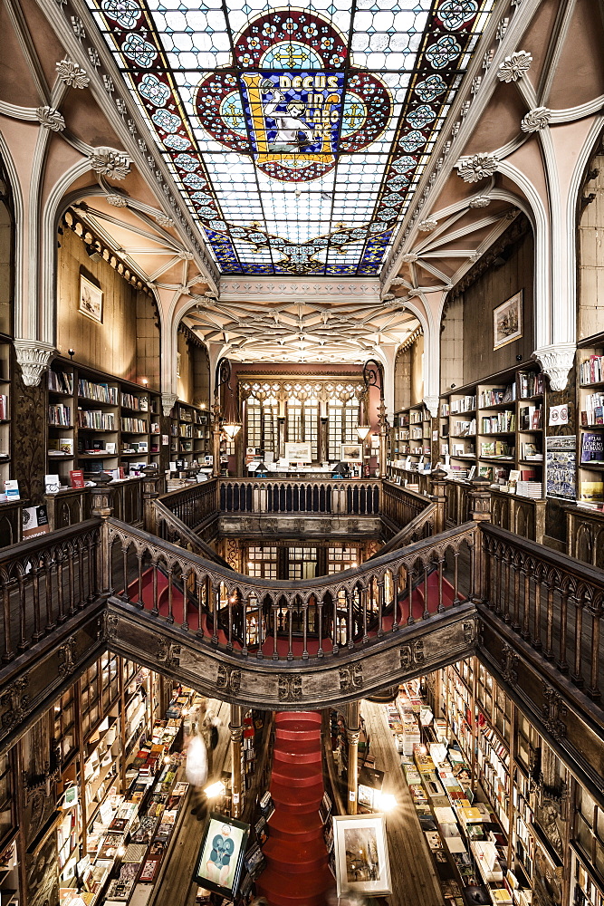 Lello and Irmao bookshop, Spiral stairs, Oporto, Portugal, Europe