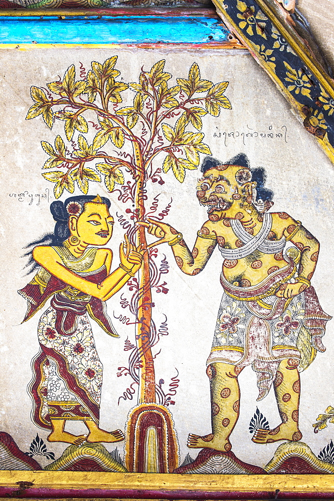 Traditional Kamasan paintings, Kertha Gosa pavilion (former Hall of Justice) in Puri Semarapura Palace, Klungkung, Bali, Indonesia, Southeast Asia, Asia