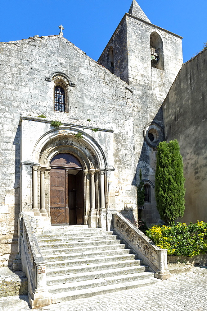 Saint Vincent Church, Medieval village of Les Baux de Provence, Bouches du Rhone, Provence Alpes Cote d'Azur region, France, Europe