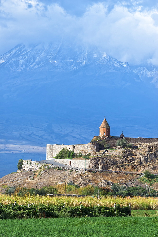 Khor Virap Monastery and Apostolic church at the foot of Mount Ararat, Ararat Province, Armenia, Caucasus, Asia