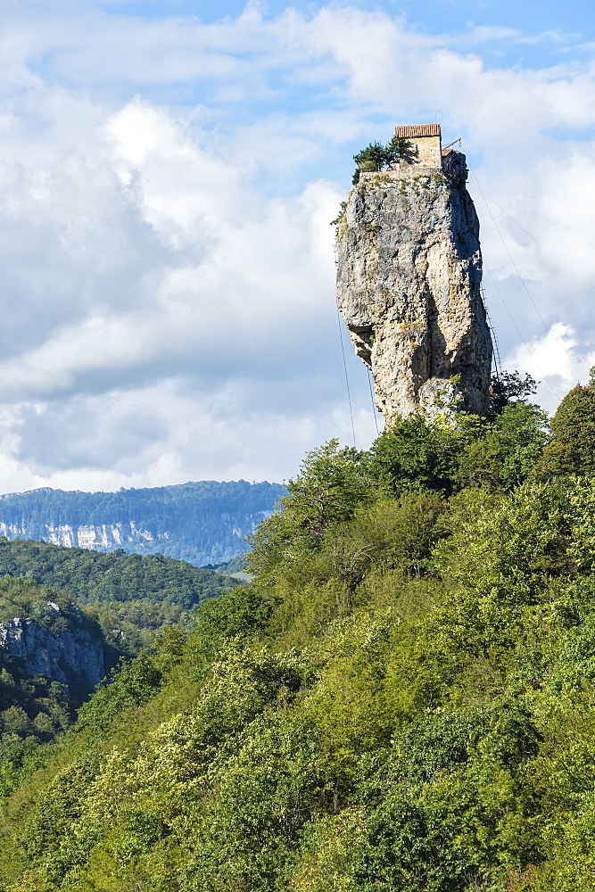 Katskhi Pillar, natural limestone monolith known as the Pillar of Life, Katskhi, Imereti Region, Georgia, Central Asia, Asia