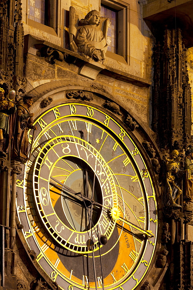 Astronomical Clock on the Town Hall, Old Town Square, UNESCO World Heritage Site, Prague, Czech Republic, Europe