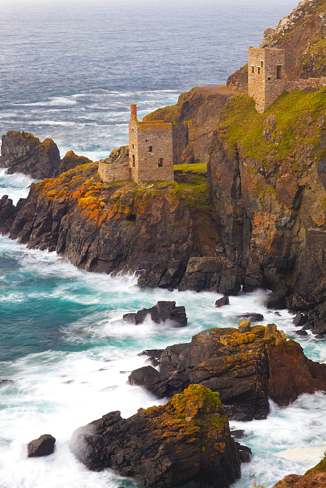 Abandoned Tin Mine near Botallack, UNESCO World Heritage Site, and rocky coast, Cornwall, England, United Kingdom, Europe 