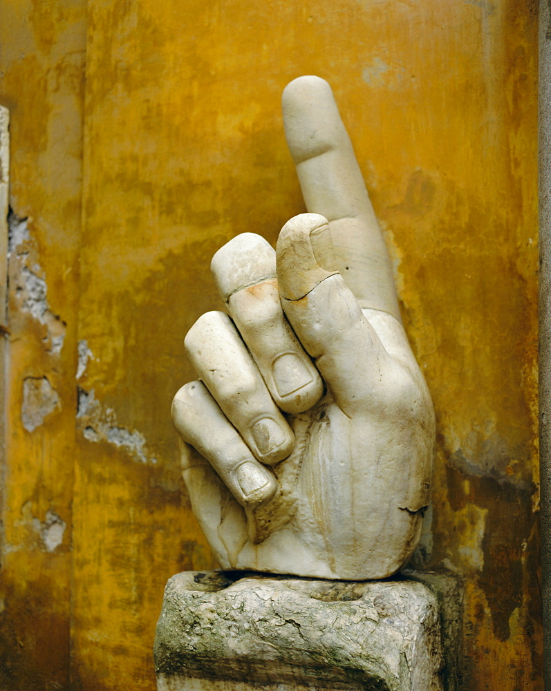 Hand from colossus statue, Emperor Constantine, Rome, Lazio, Italy, Europe