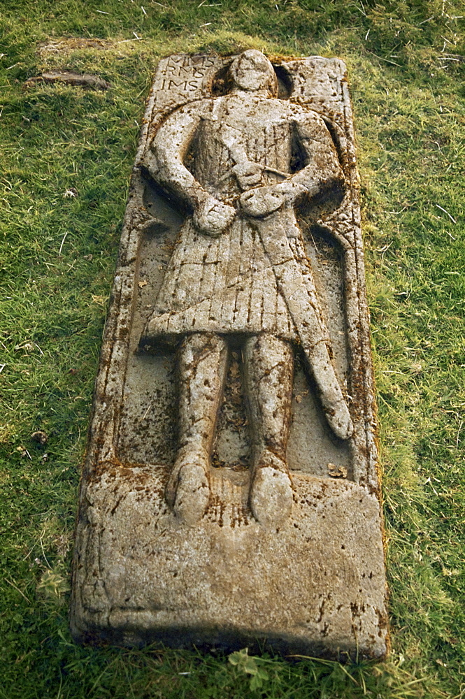 Crusader grave, St. Columba's Chapel, Isle of Skye, Highland region, Scotland, United Kingdom, Europe