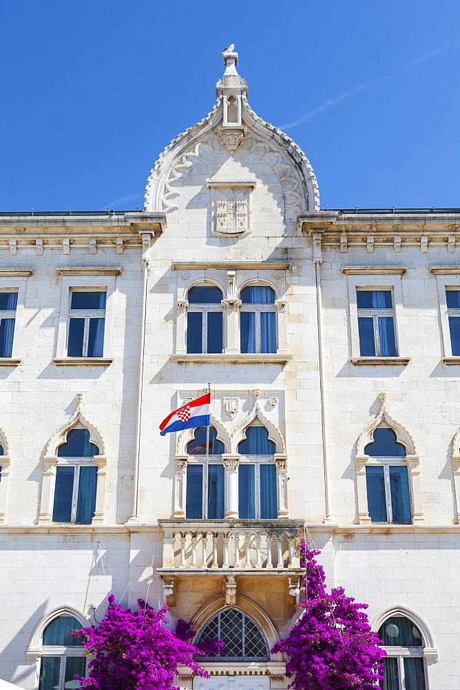 The picturesque Lucic Palace in Trogir's Stari Grad, Trogir, Dalmatia, Croatia, Europe