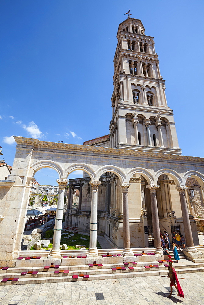 St. Domnius Cathedral Bell Tower and Peristyle, Stari Grad (Old Town), Split, Dalmatia, Croatia, Europe