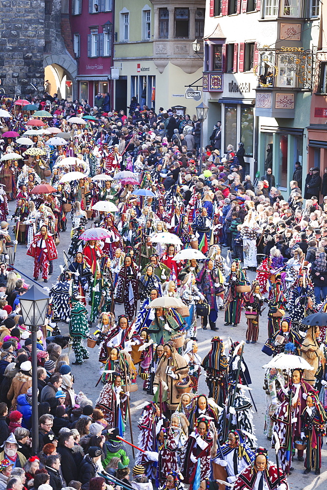 Narrensprung, traditional carnival, Rottweiler Fasnet, Rottweil, Black Forest, Baden Wurttemberg, Germany, Europe 