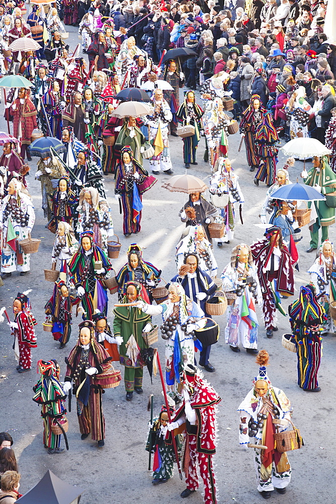 Narrensprung, traditional carnival, Rottweiler Fasnet, Rottweil, Black Forest, Baden Wurttemberg, Germany, Europe 