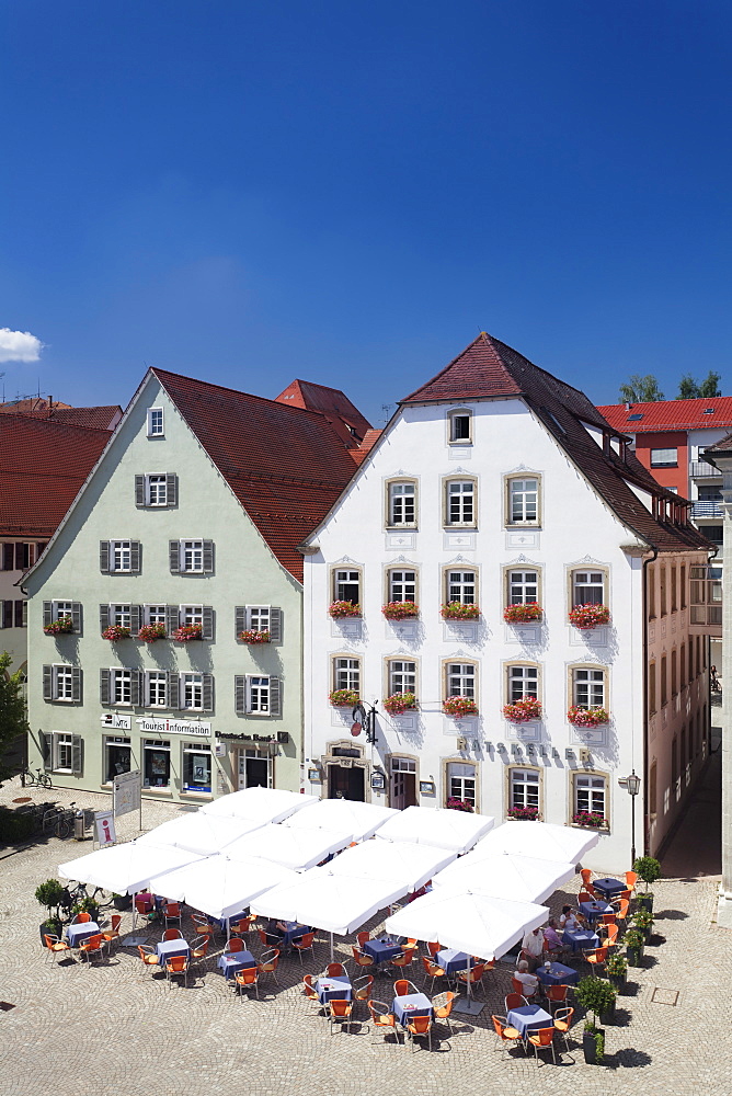 Old town with street cafe on the market place, Rottenburg am Neckar, near Tubingen, Baden Wurttemberg, Germany, Europe  