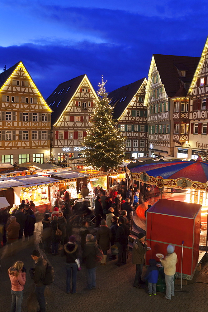 Christmas Fair in the Market Place, Herrenberg, Boblingen District, Baden Wurttemberg, Germany, Europe